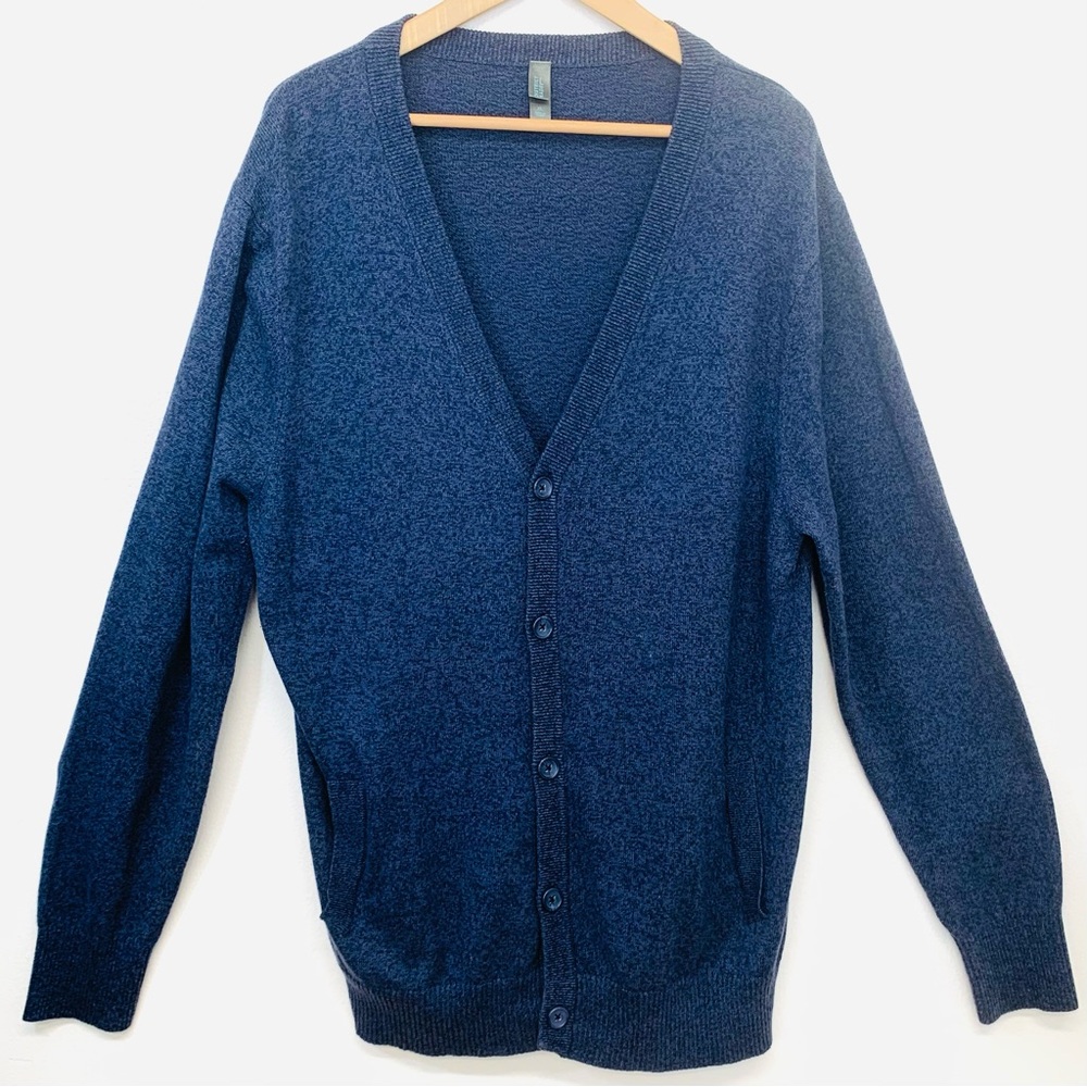District Mens Button Up Cardigan XL Blue Grandpa Preppy Acedemia Work Casual‎